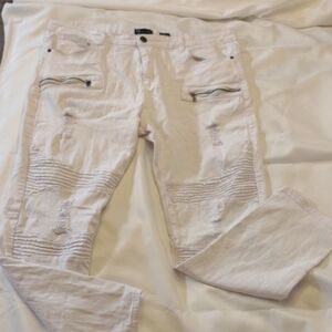 Waimea White Distressed Skinny Fit Jeans - Size 40 X 32
